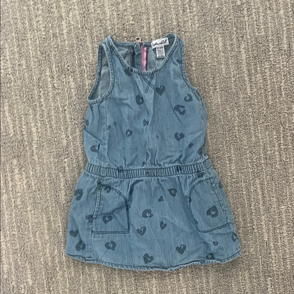 Splendid Baby Girl Denim Dress with hearts 12-18M Summer Spring Outfit